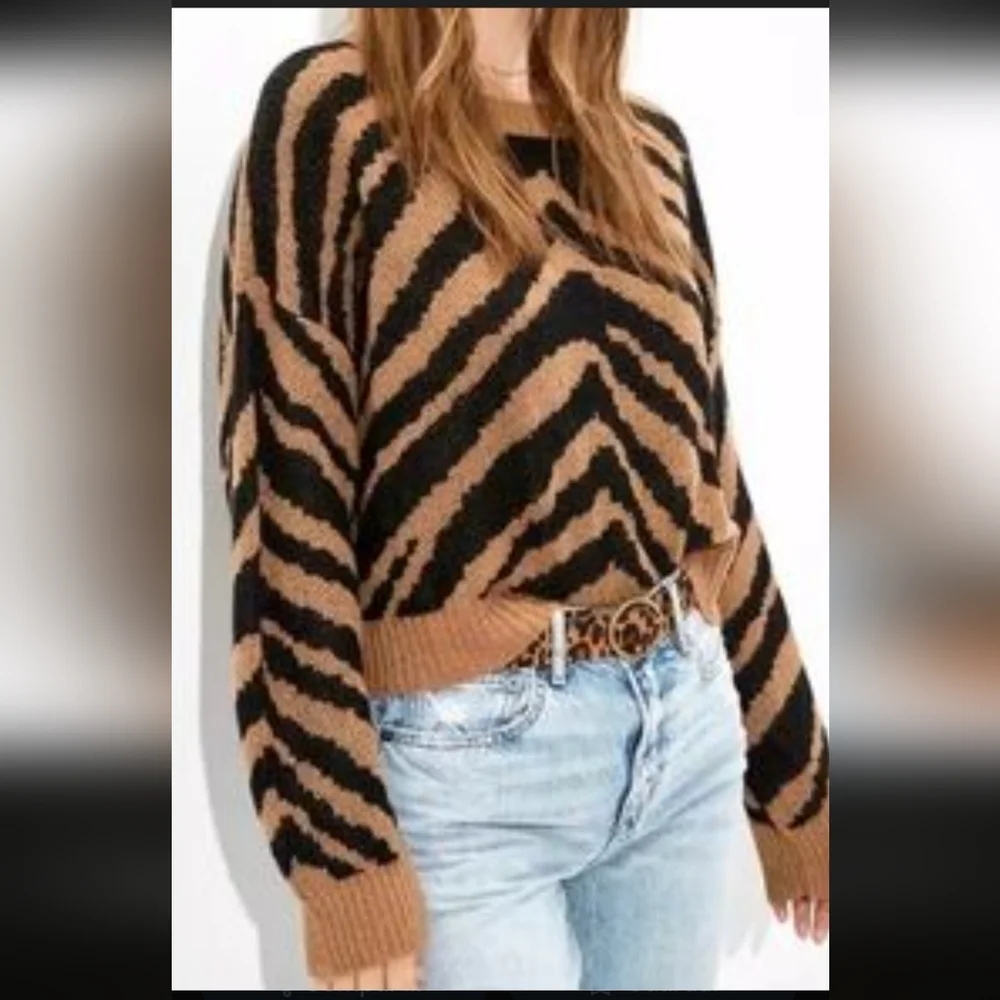 American Eagle Outfitters Zebra Pattern Sweater - Black and Brown